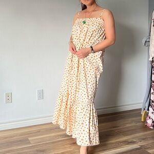 We Wore What Women's Orange and White Dress Floral Maxi Dress